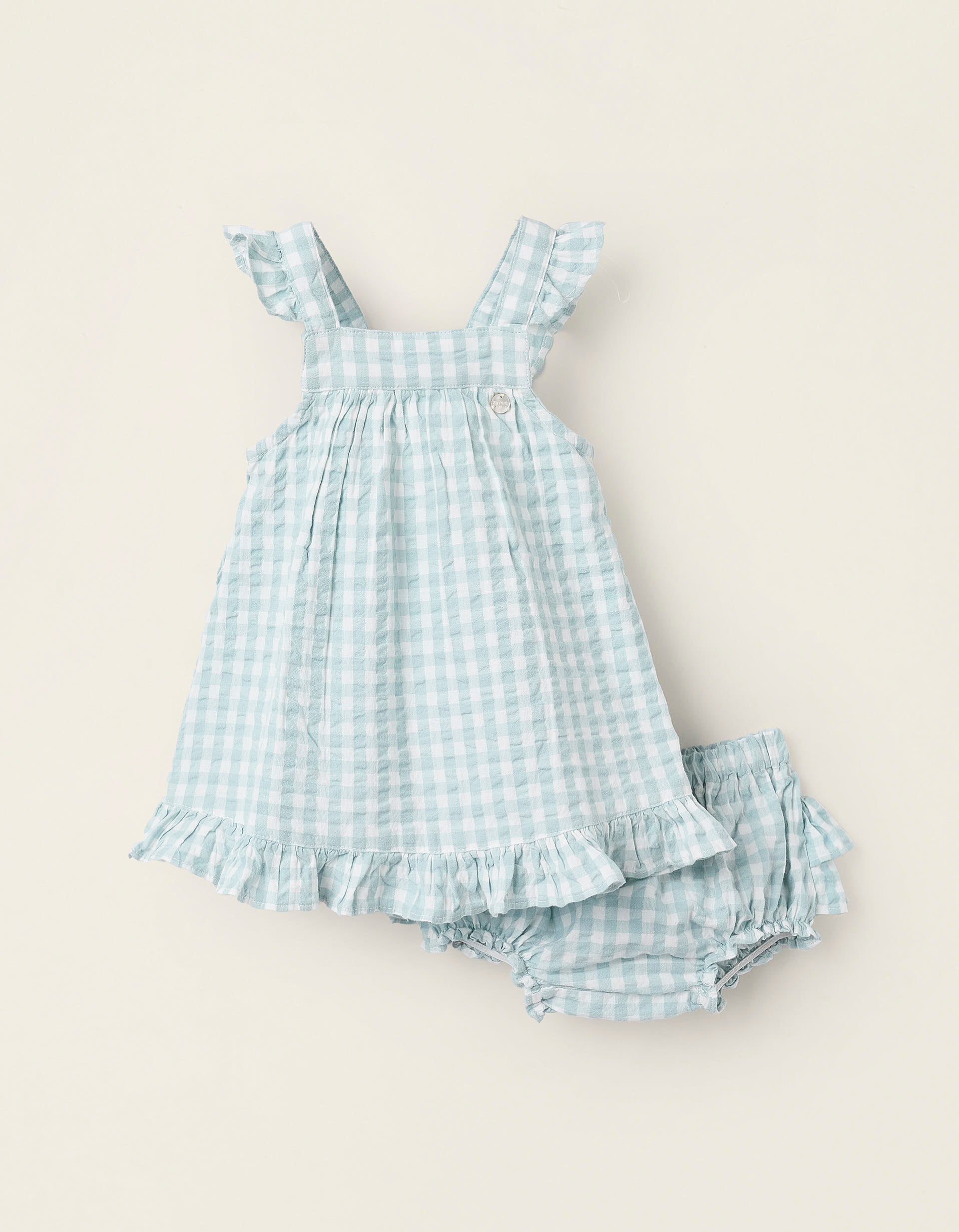 Strappy Dress + Vichy Bloomers for Newborn Girls 'B&S', Green