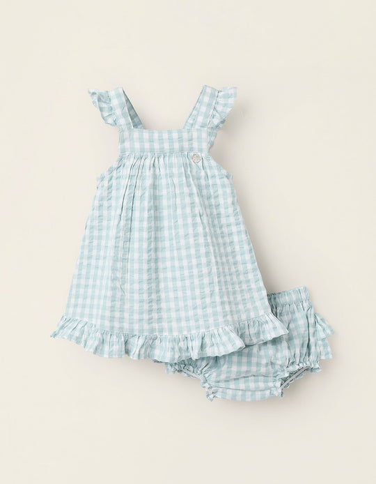 فستان بحمالات + كوفر حفاض فيشي للمواليد البنات "B&S"، أخضر