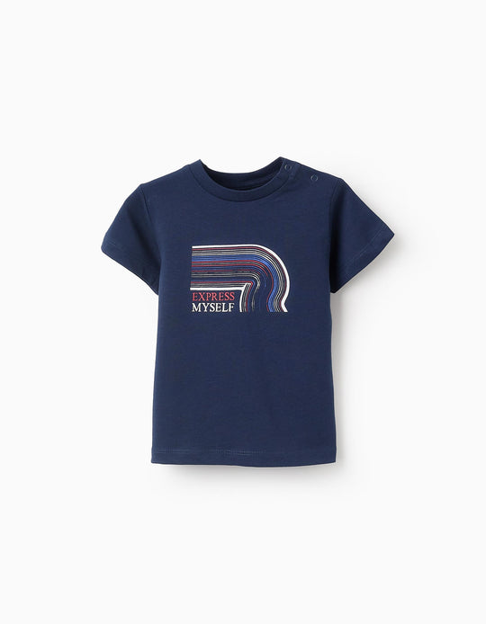 تيشيرت نص كم للأولاد الرضع Express Myself، أزرق داكن