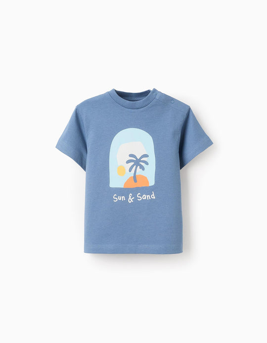 Cotton T-shirt for Baby Boys 'Sun & Sand', Blue