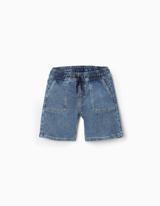 Denim Shorts with Patch Pockets for Boys, Blue