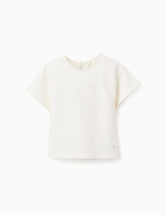 Cotton T-shirt for Baby Girls 'La Belle Epoque', White