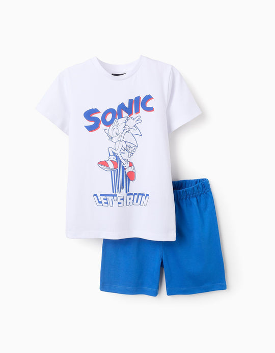 Short Cotton Pyjama for Boys 'Sonic', White/Blue