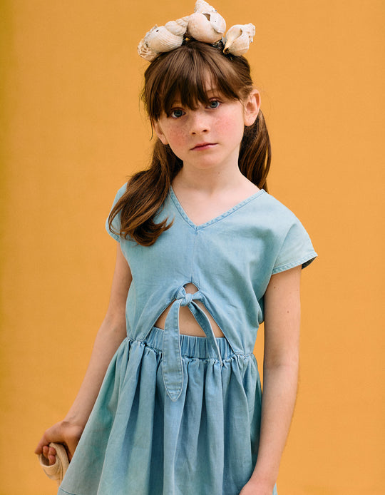 Light Denim Dress for Girls, Blue