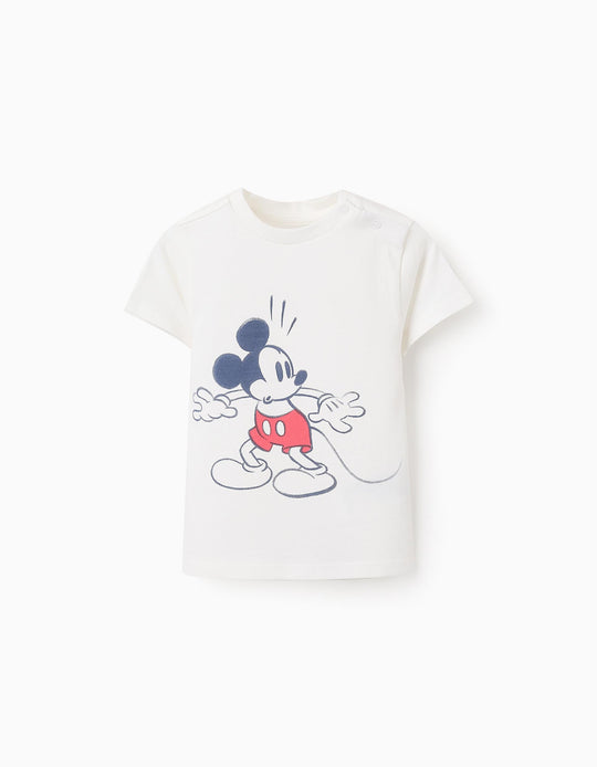 Cotton T-shirt for Baby Boys 'Mickey', White