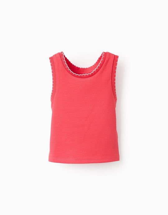 توب تانك مضلع للبنات، أحمر