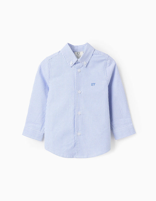 Striped Oxford Shirt for Baby Boys, White/Blue
