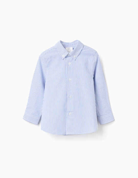 Striped Oxford Shirt for Baby Boys, White/Blue