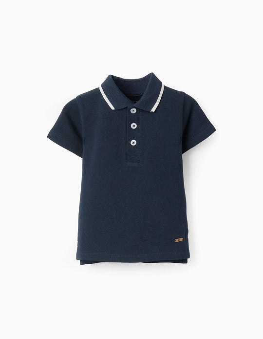 Cotton Piqué Polo for Baby Boys, Dark Blue