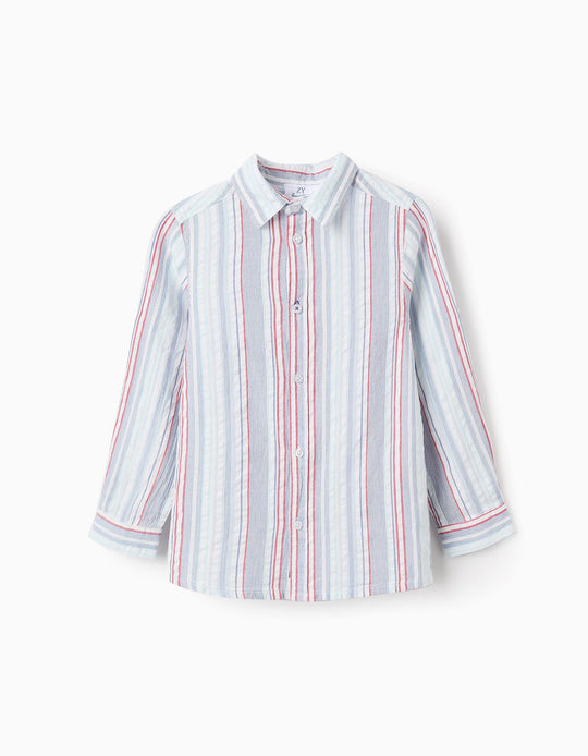 قميص مخطط قطني للأولاد، ألوان متعددة