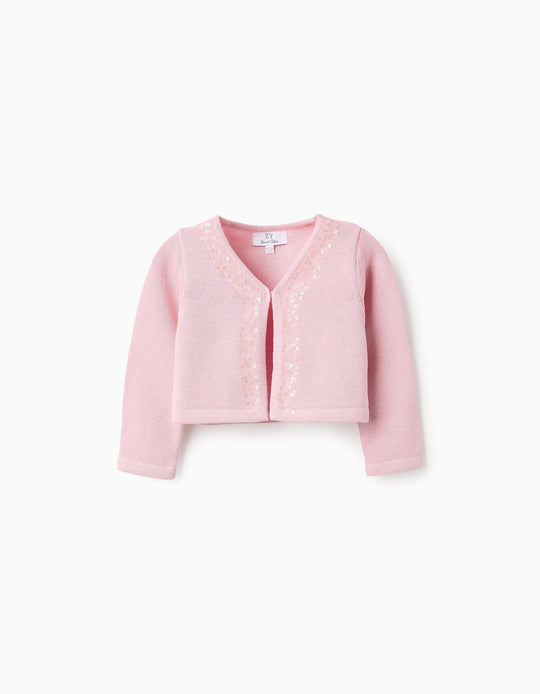 Cardigan with Sequins for Baby Girls, Pink