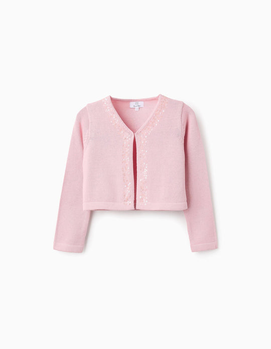 Cardigan with Sequins for Girls, Pink