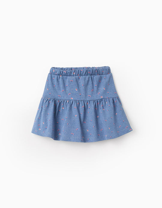 تنورة قطنية مزهرة للبنات، أزرق