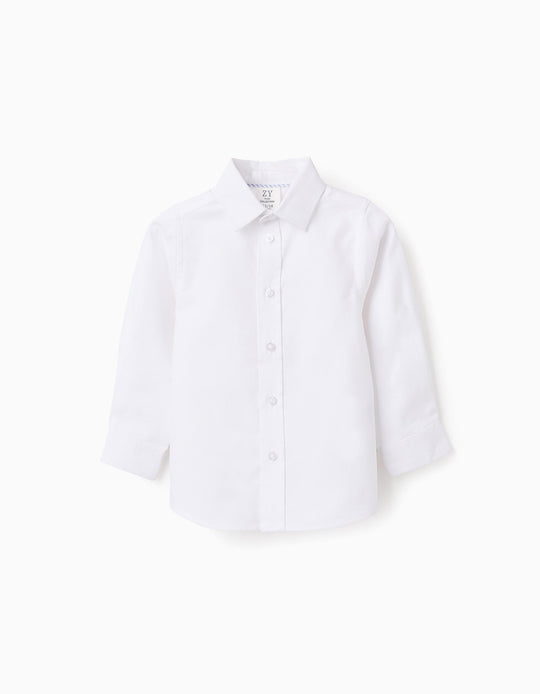Shirt in Cotton Oxford for Baby Boys, White