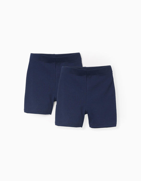 عبوة 2 شورت جيرسي للبنات، كحلي غامق