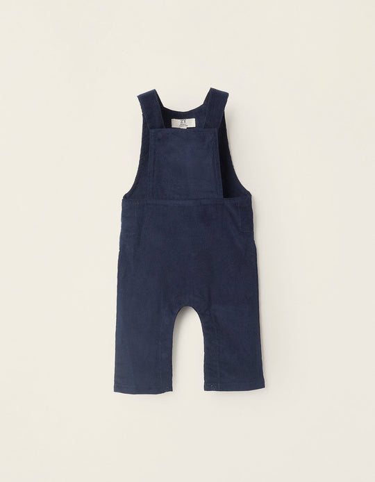 Corduroy Dungarees for Newborn Boys, Dark Blue