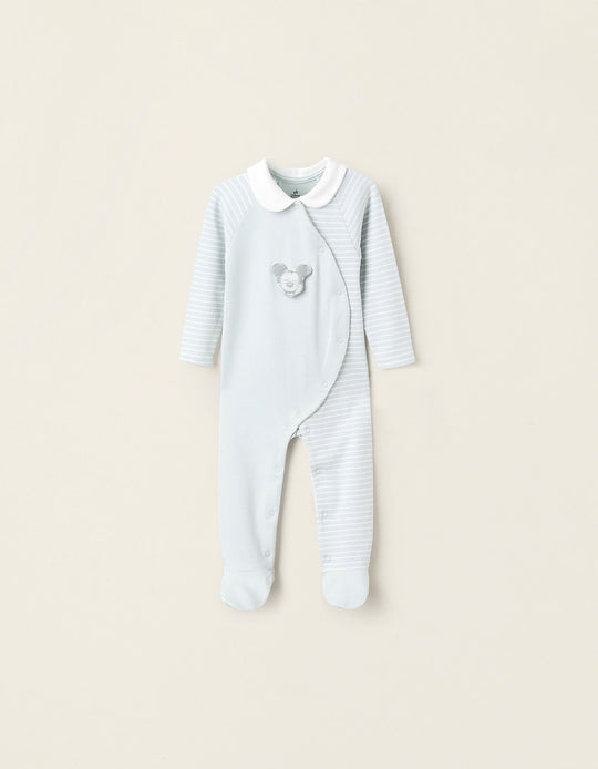 سليب سوت قطني مخطط للأولاد الرضع، أخضر أكوا