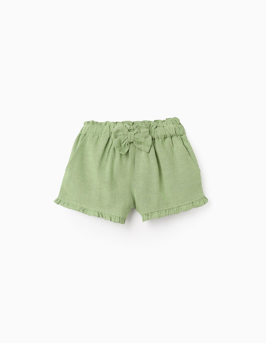 شورت مع ربطة للبنات الرضع، أخضر