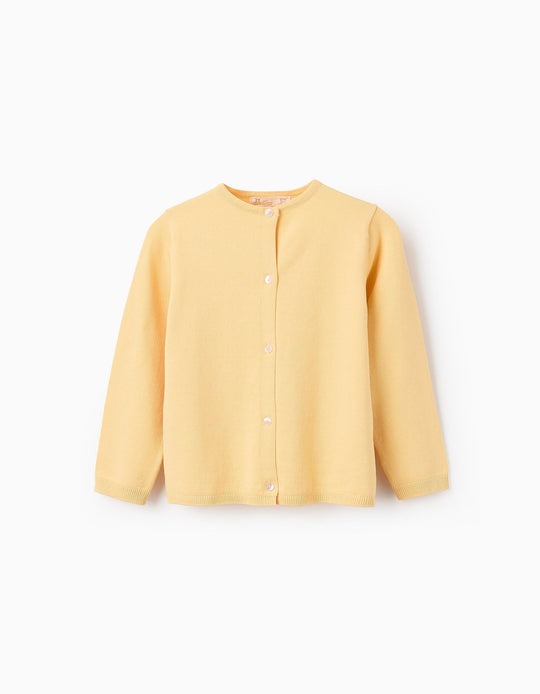Classic Cardigan for Girls, Yellow