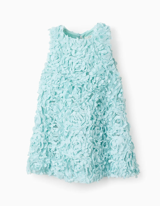 فستان تول مزين بتطريز للبنات المواليد، أخضر مائي