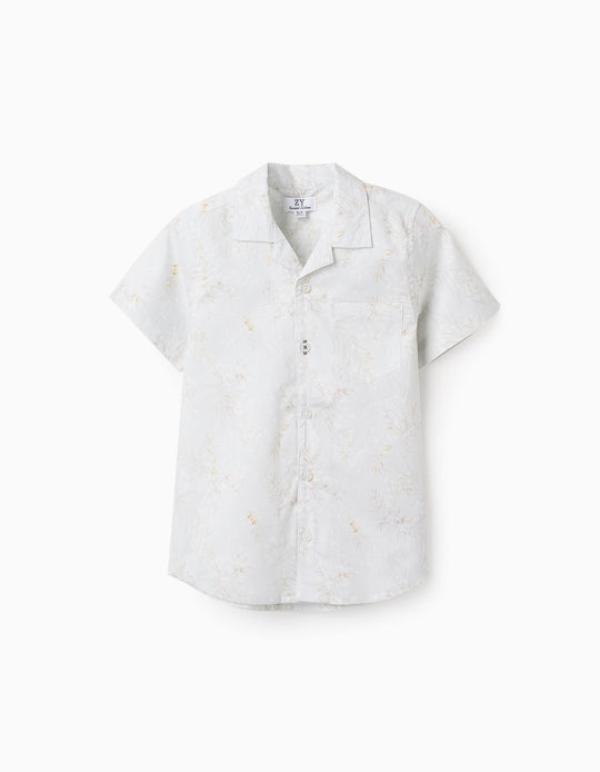 Short Sleeve Floral Shirt for Boys, Light Green