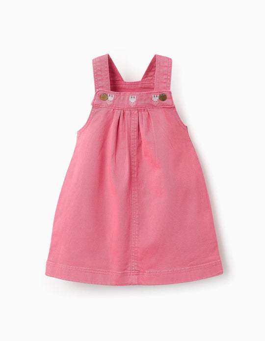 فستان بشريط تطريز للصليب للبنات الرضع، وردي