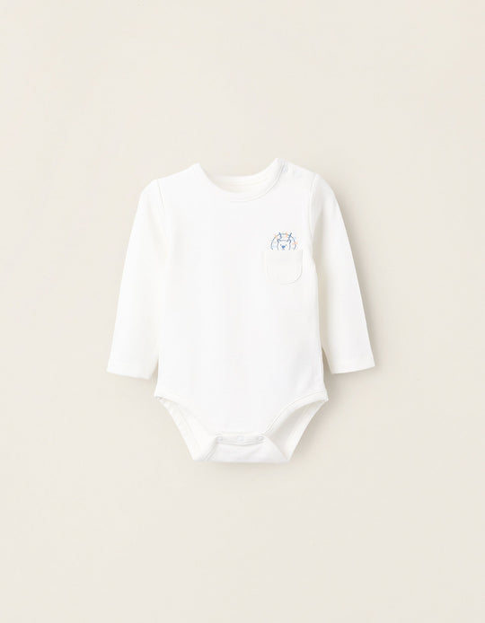 Bodysuit-T-Shirt top for Newborns 'Lion', White