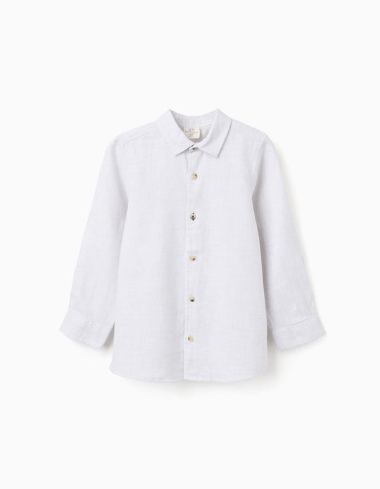 Cotton twill shirt 'B&S' for boys, light grey