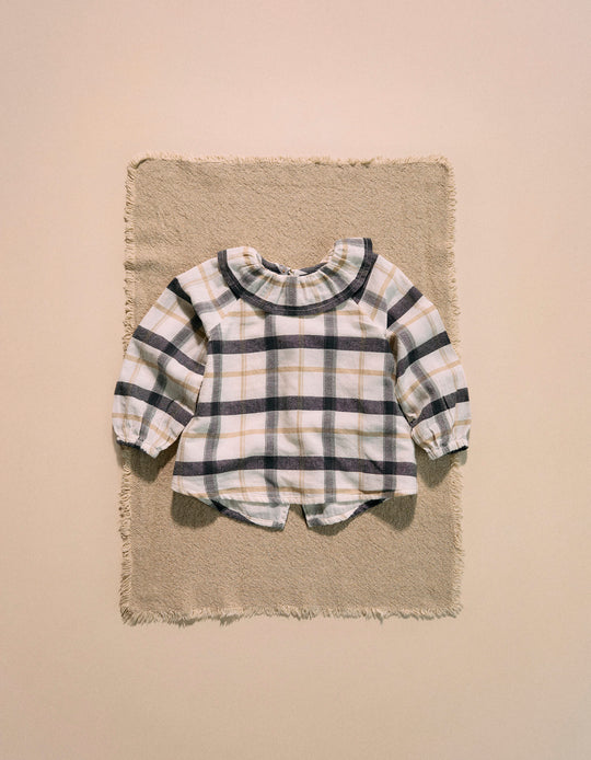Cotton Checked Shirt for Baby Girls 'B&S', White/Grey/Beige