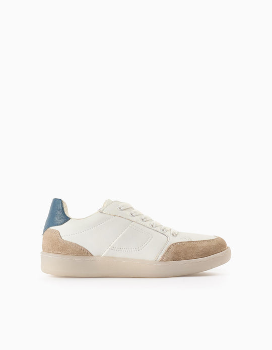 حذاء رياضي مشترك للأولاد، أبيض/بيج