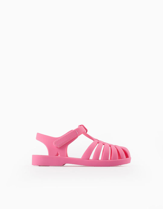 صندل مطاطي مرن للبنات الرضع جيلي فيش، وردي