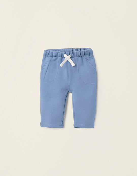 Fleece Trousers with Drawstring for Newborns, Blue