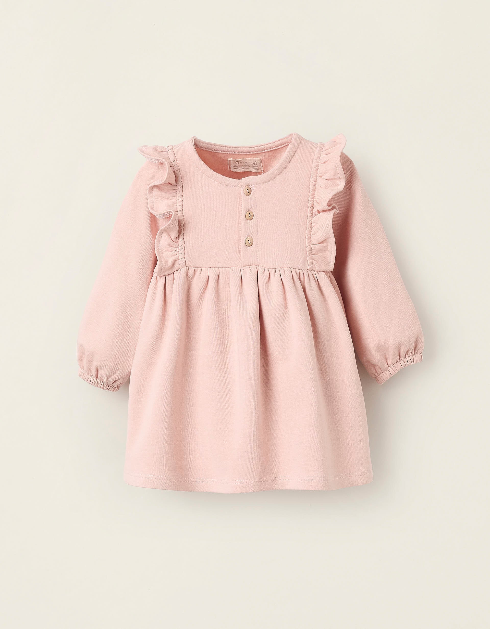 Brushed Dress with Ruffles for Newborn Girls, Pink