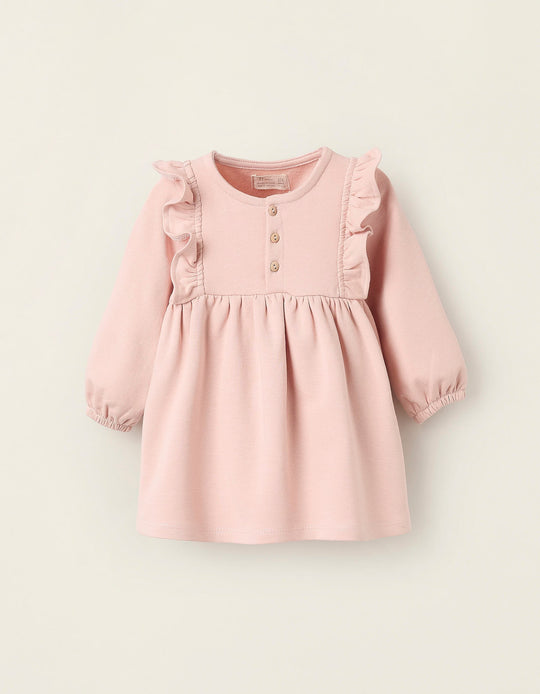 Brushed Dress with Ruffles for Newborn Girls, Pink