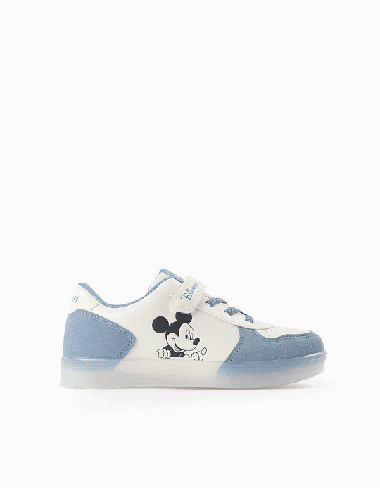 حذاء رياضي مضيء للأولاد ميكي، أبيض/أزرق
