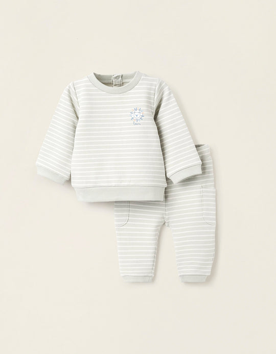 Striped Brushed Cotton Set for Newborns, Green