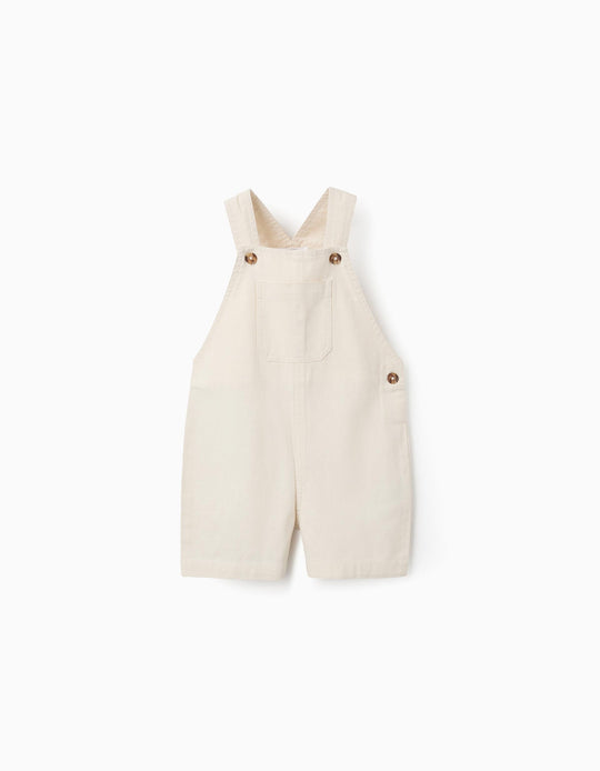 Cotton and Linen Jumpsuit for Baby Boys, Beige