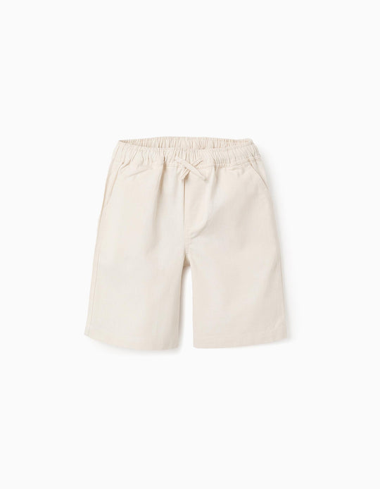 Cotton and Linen Shorts for Boys 'Midi', Beige