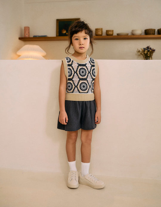 شورت بامبو للبنات، رمادي