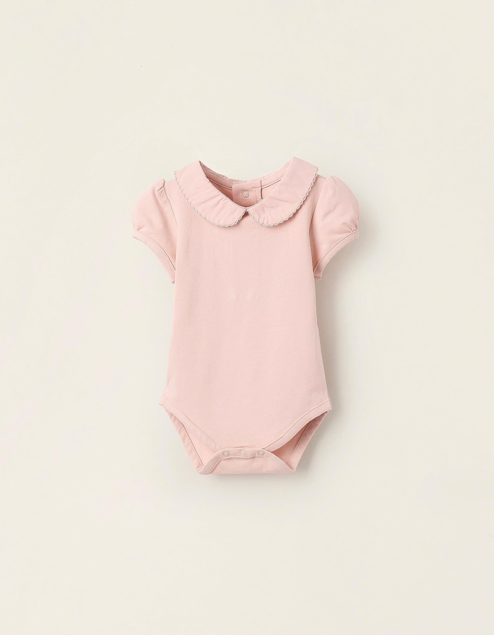 Bodysuit with Peter Pan Collar for Newborn Girls, Pink