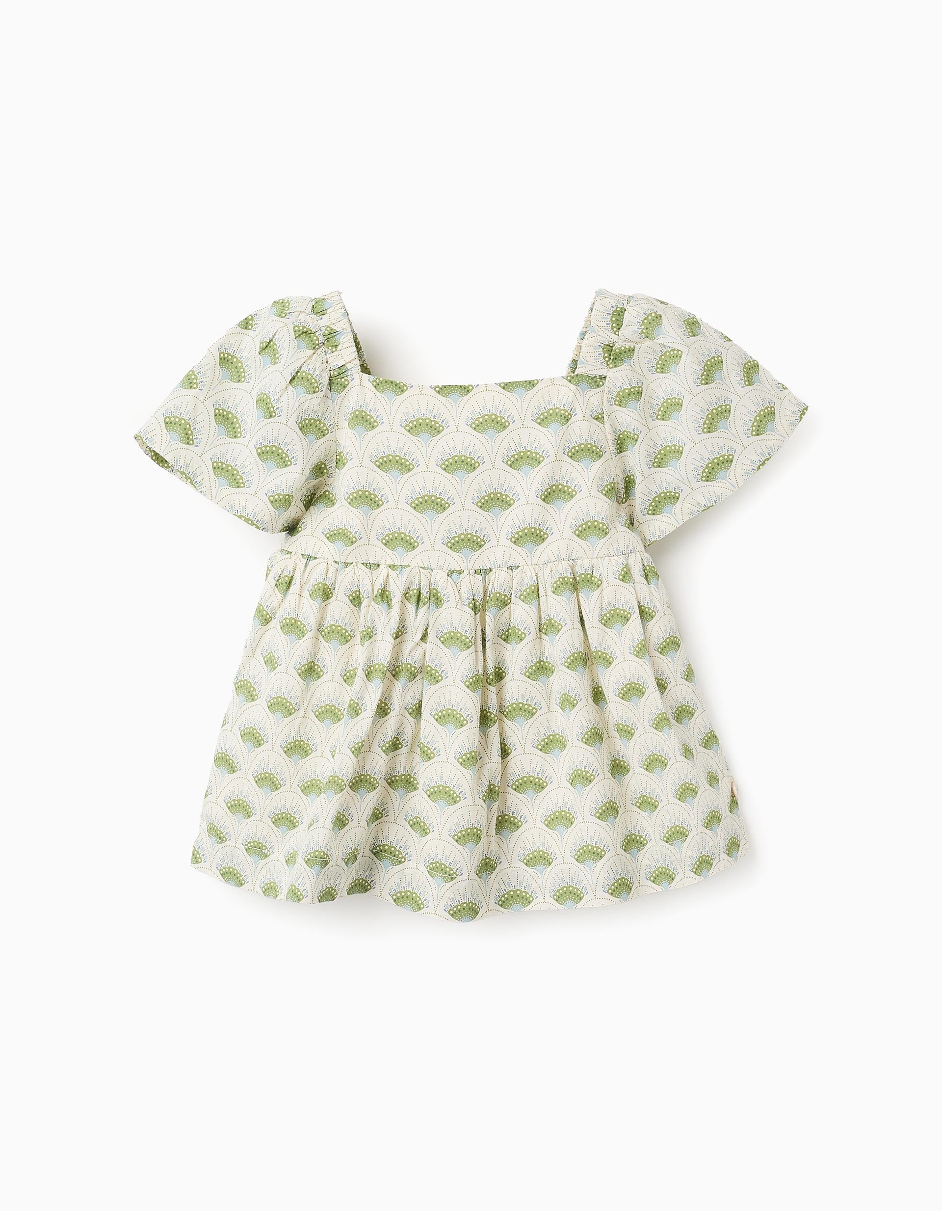 Blouse with Floral Motif for Baby Girls, Beige/Green | La vie en Rose | KSA