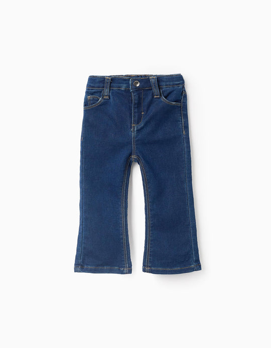 Denim Trousers with Contrast Stitching for Baby Girls 'Flare', Blue