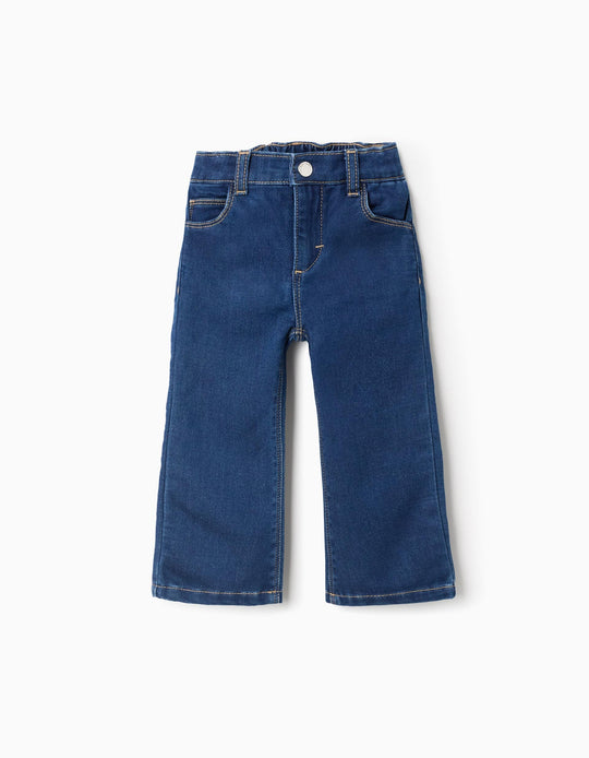 Flared Denim Trousers in Comfort Denim for Baby Girls, Blue