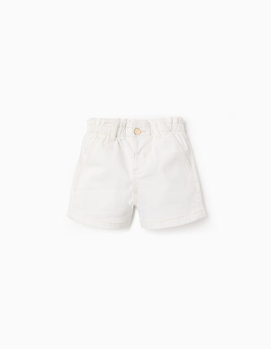 شورت تويل للبنات الرضع بخصر بيبر باغ، بيج فاتح