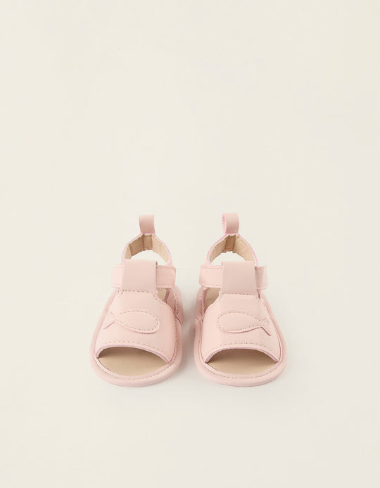 صندل قماش بنقشة سمك للأولاد الرضع، وردي