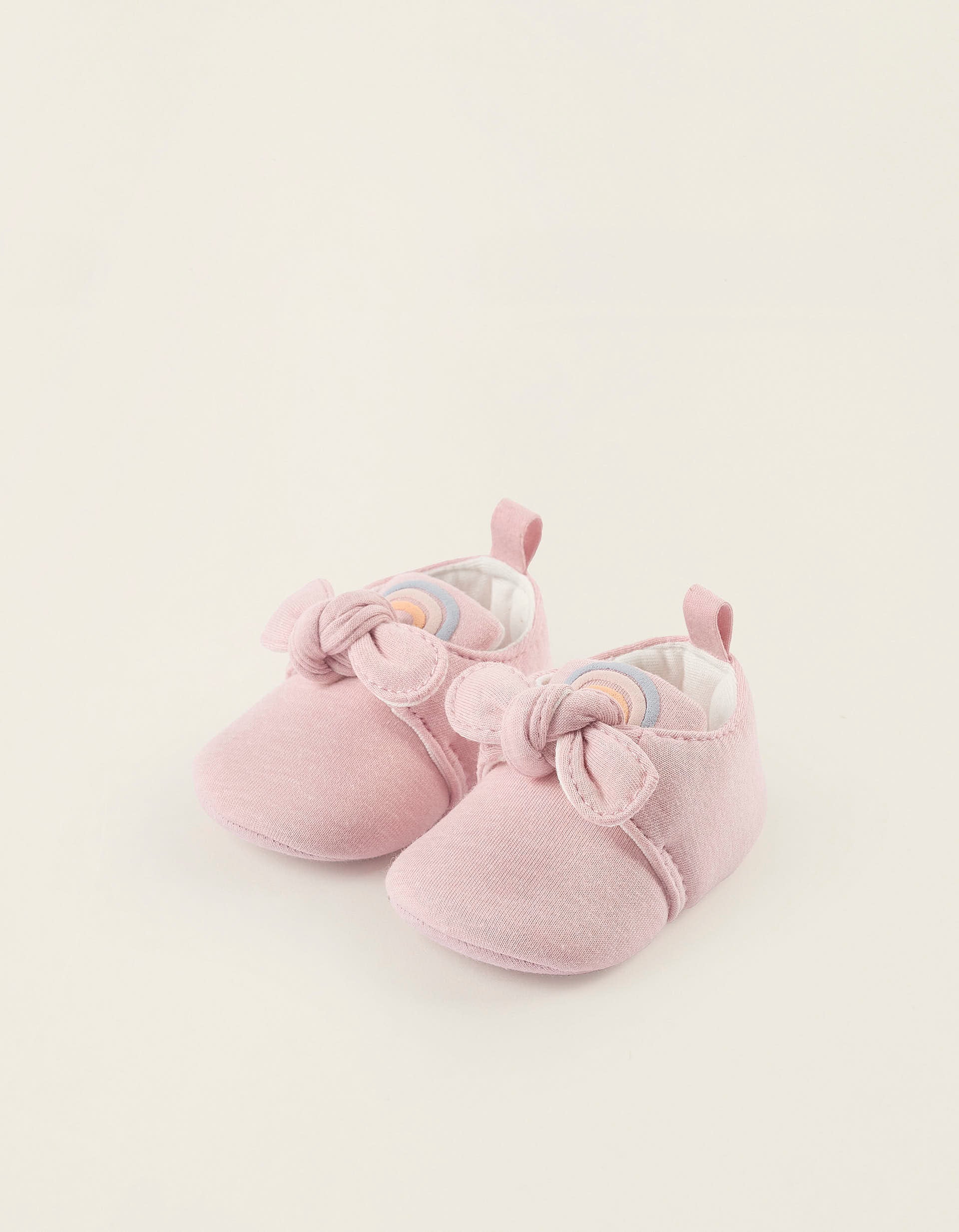 Fabric Shoes for Newborn Girls 'Rainbow', Pink | La vie en Rose | KSA