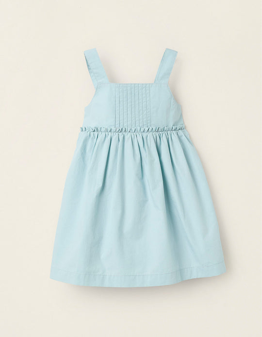 فستان بوبلين بلا أكمام للبنات الرضع، أخضر مائي