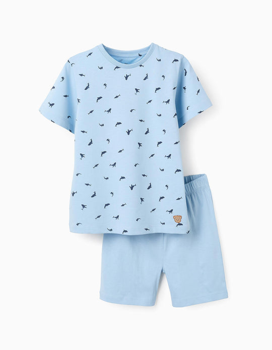 بيجاما قطن مع رسمة دولفين للأولاد، أزرق