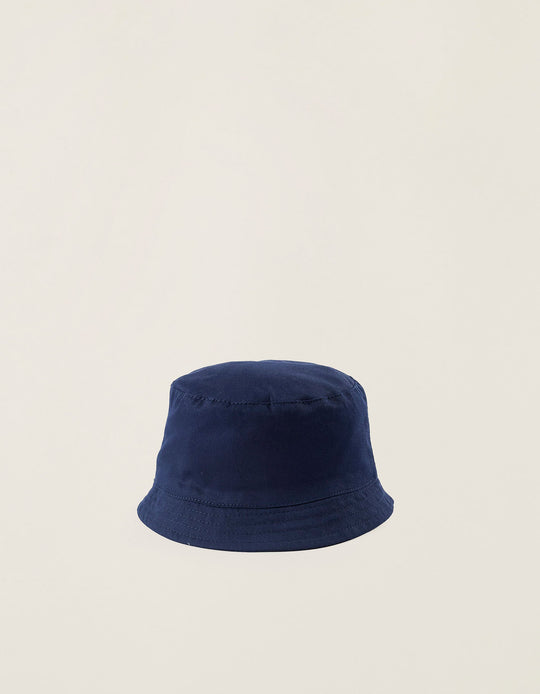 قبعة تويل بأشرطة جانبية للمواليد والرضع، أزرق غامق