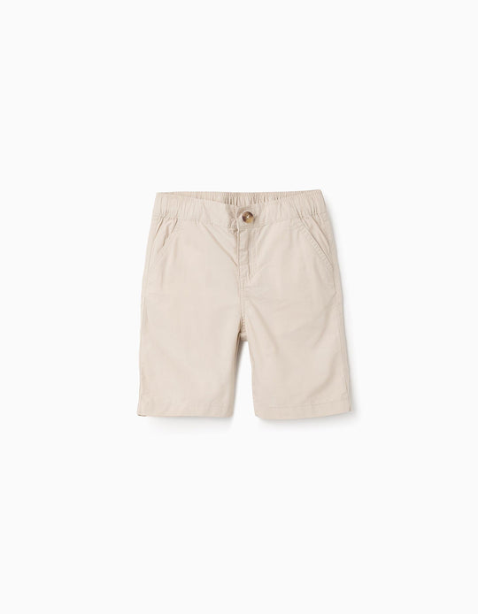 Cotton Poplin Shorts for Boys 'Midi', Beige